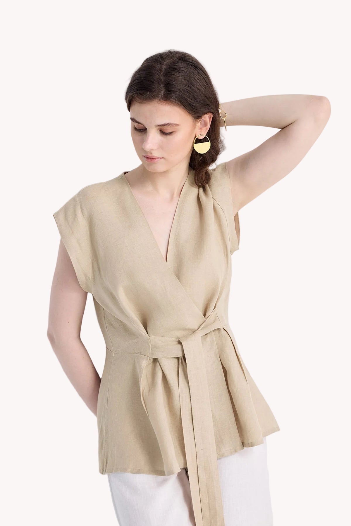 Power Moves Hemp Wrap Top – Neutral Beige