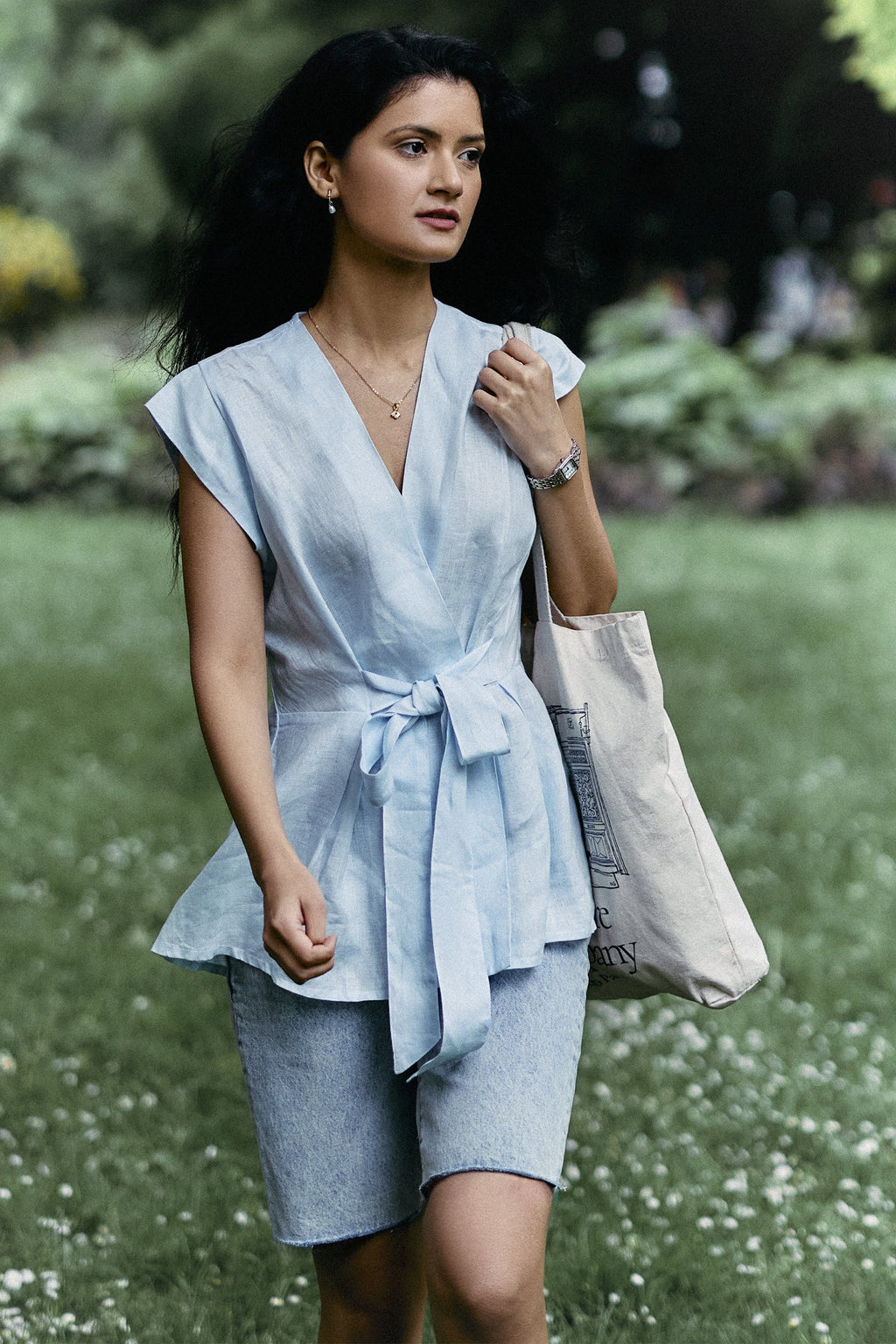 Power Moves Hemp Wrap Top – Blue