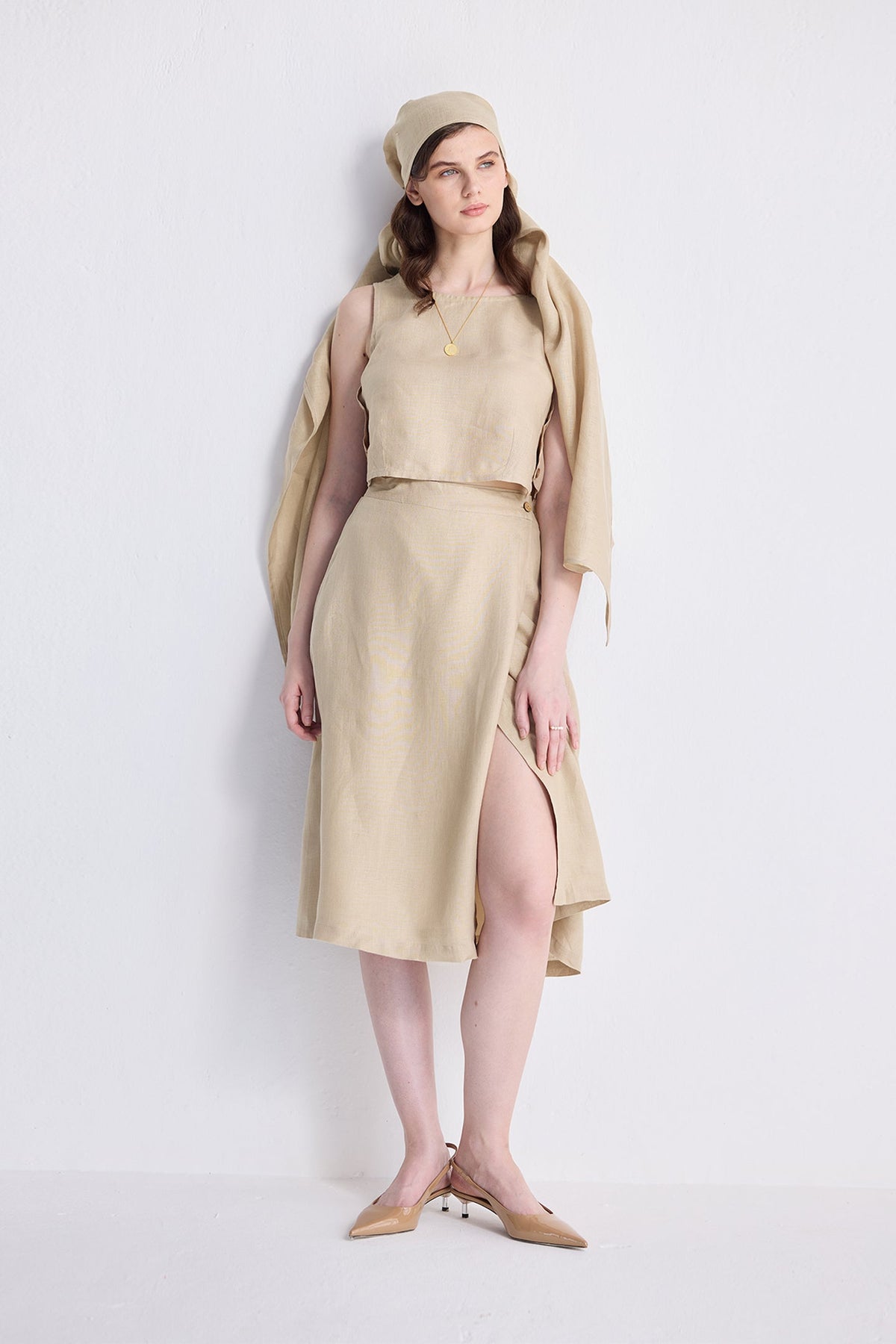 Hemp Boxy Crop Top – Neutral Beige