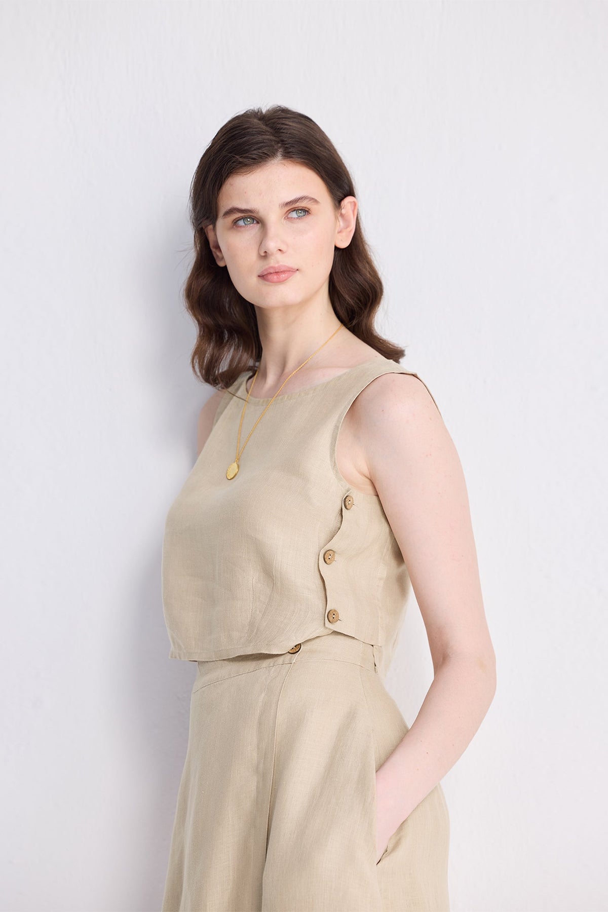 Hemp Boxy Crop Top – Neutral Beige