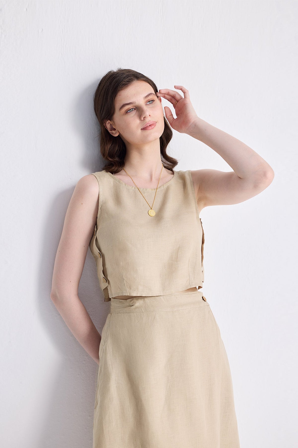 Hemp Boxy Crop Top – Neutral Beige