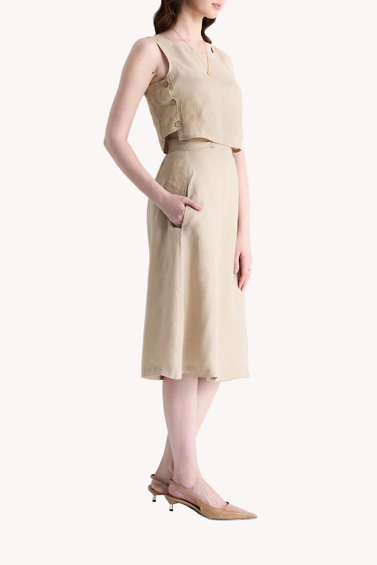 Hemp Boxy Crop Top – Neutral Beige
