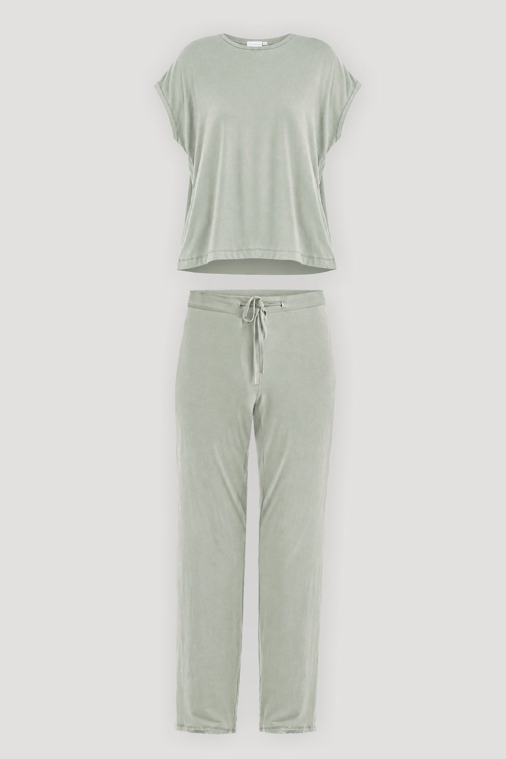 Relaxed Modal Tee & Wide-Leg Pants Set – Olive