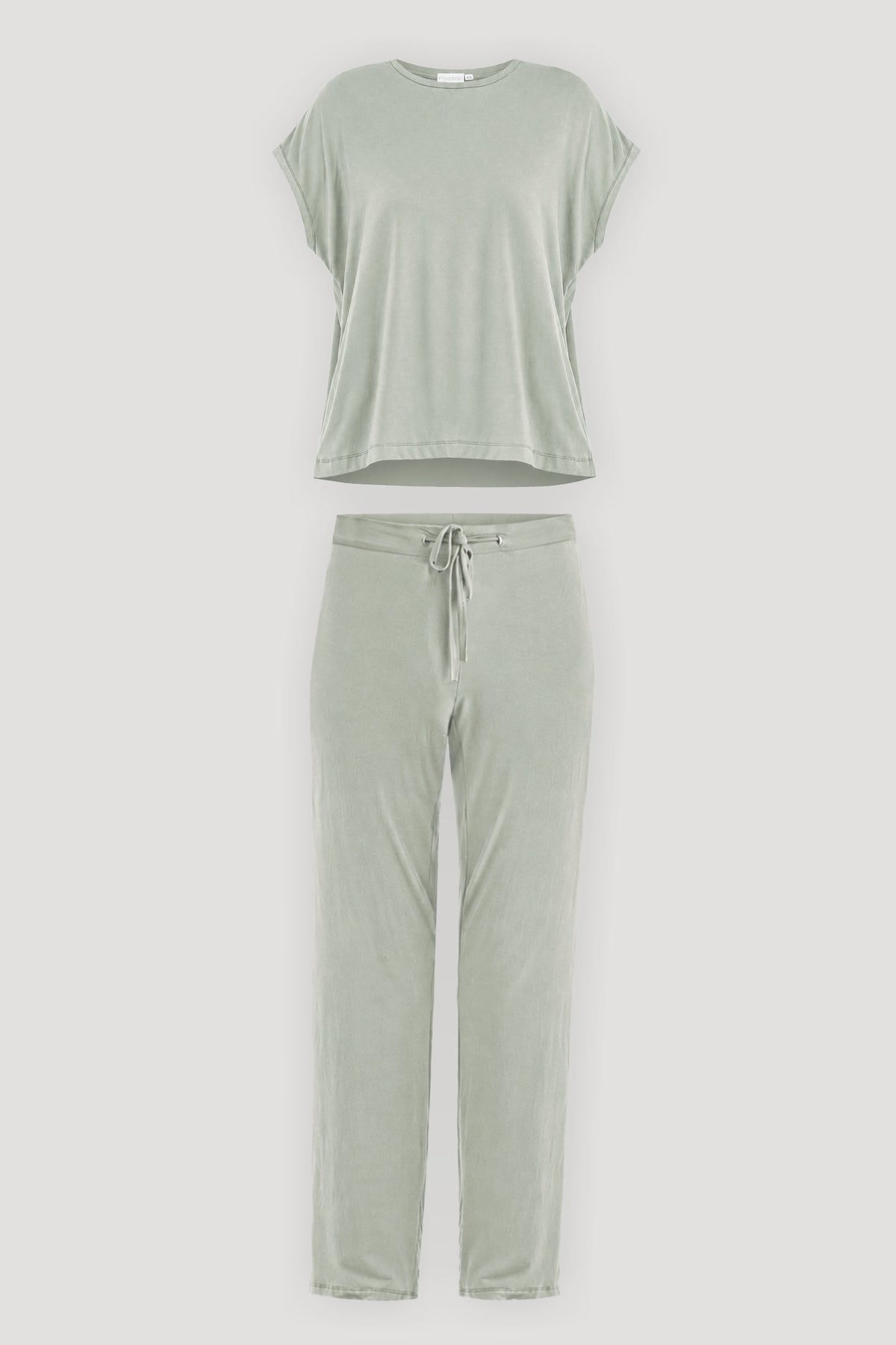 Relaxed Modal Tee & Wide-Leg Pants Set – Olive