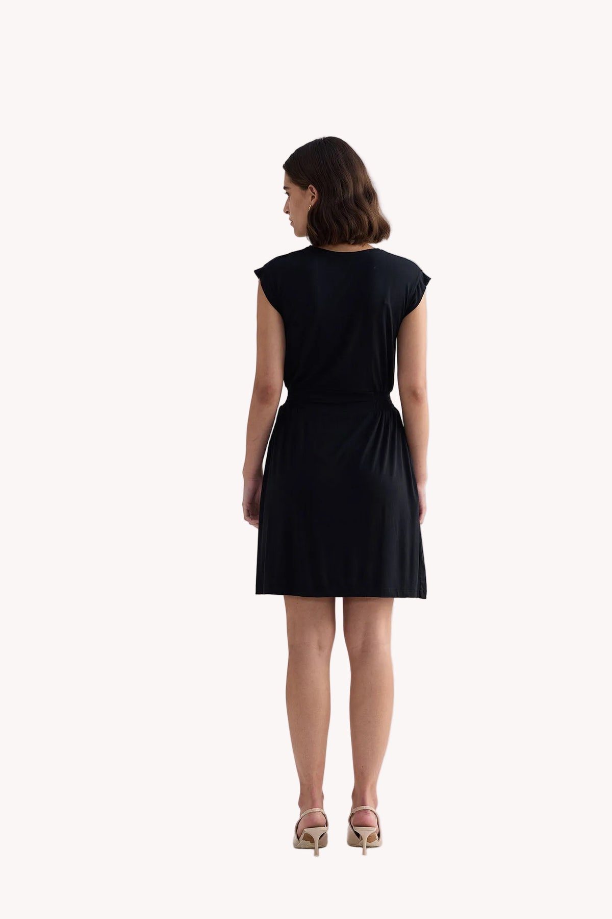 Smocked-Waist Modal Dress – Black
