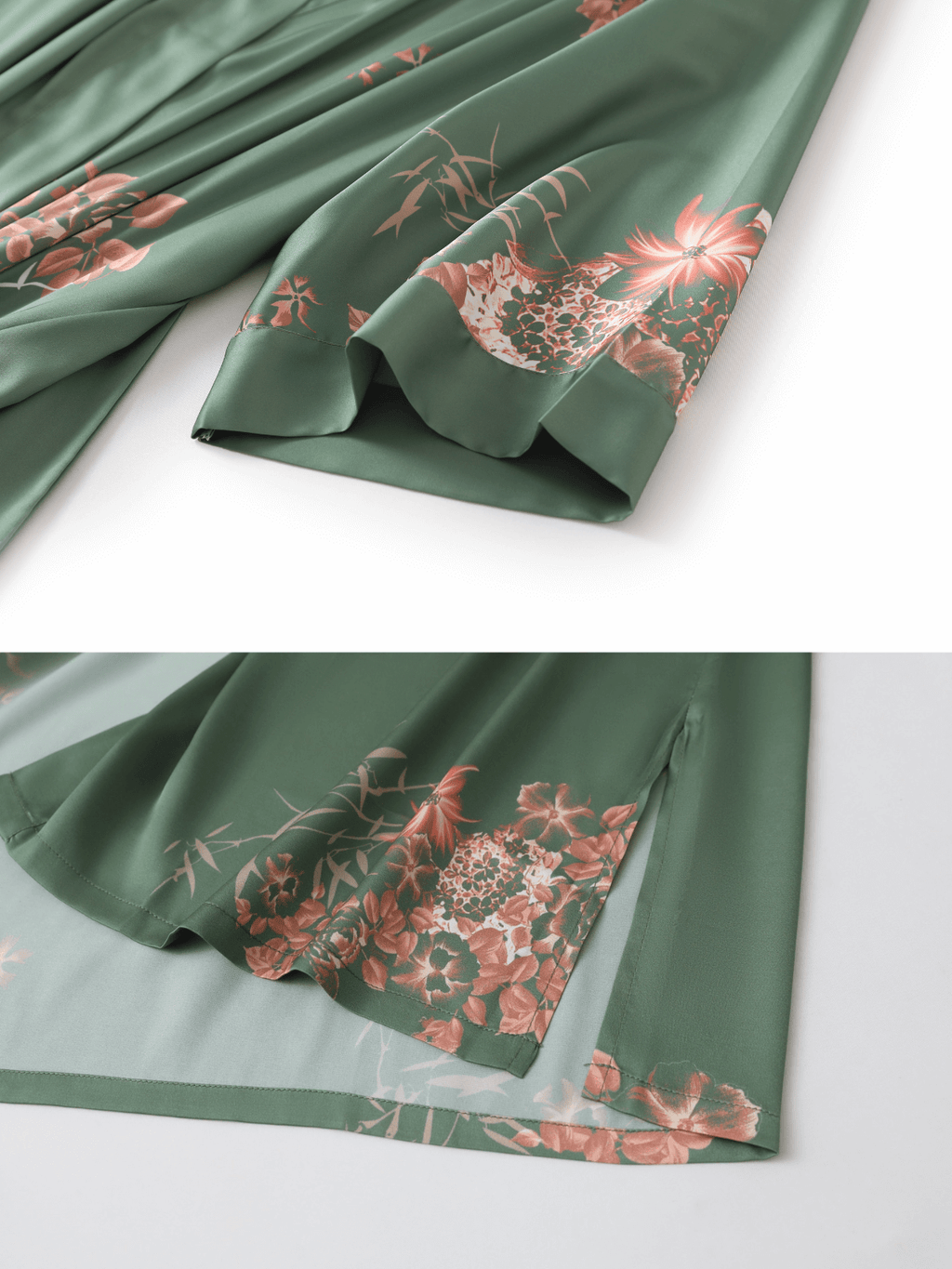 Bamboo Print Short Kimono Robe – Olive