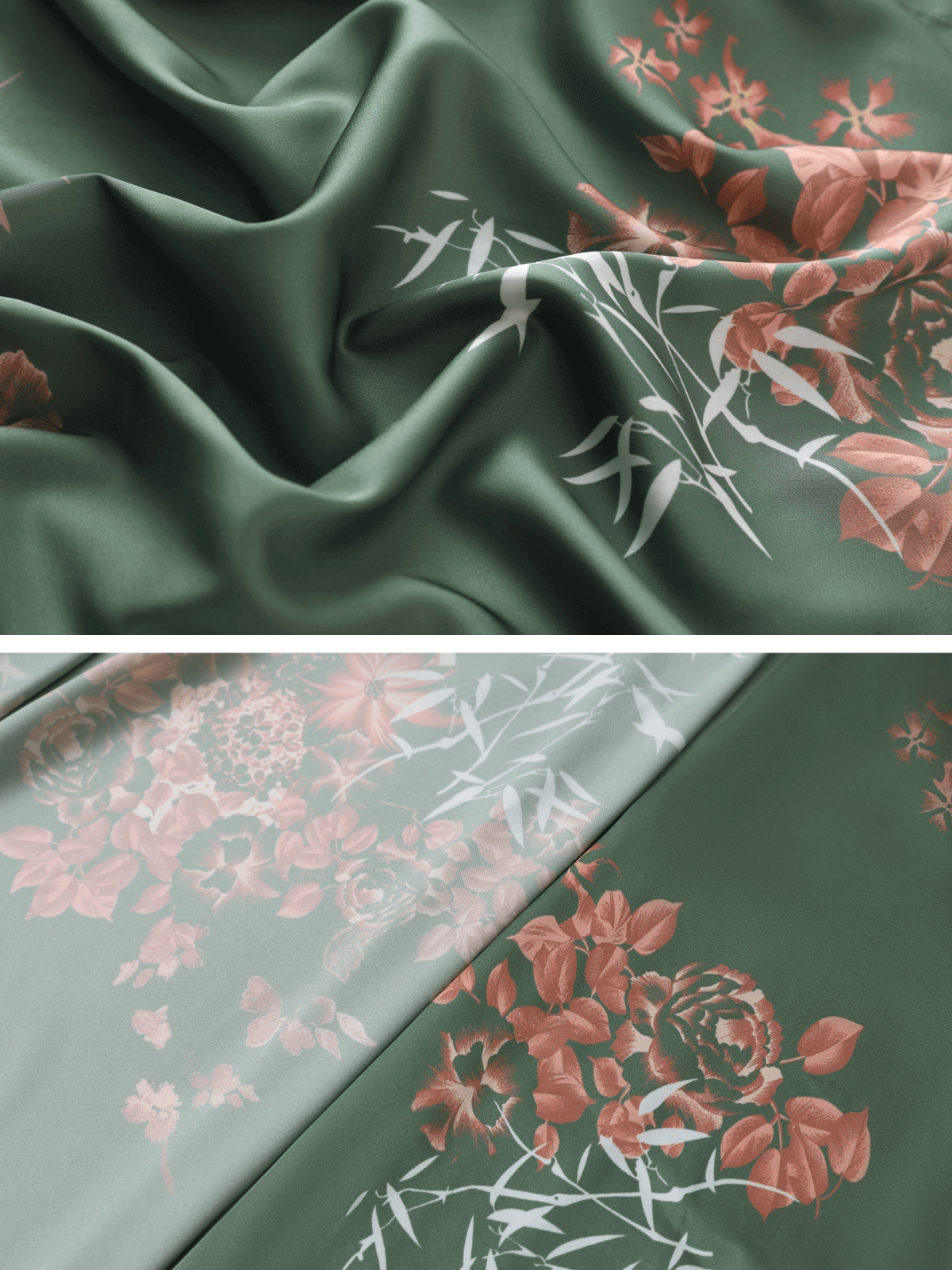 Bamboo Print Short Kimono Robe – Olive
