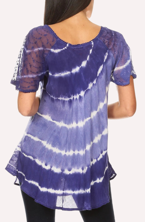 Aline Lace-Sleeve Scoop Neck Top