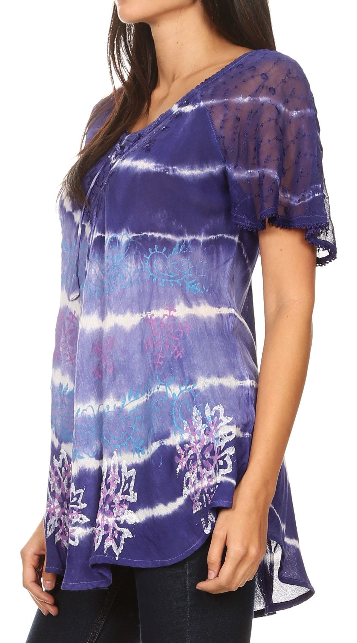 Aline Lace-Sleeve Scoop Neck Top