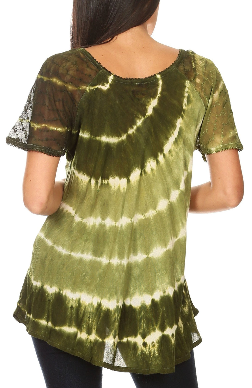 Aline Lace-Sleeve Scoop Neck Top