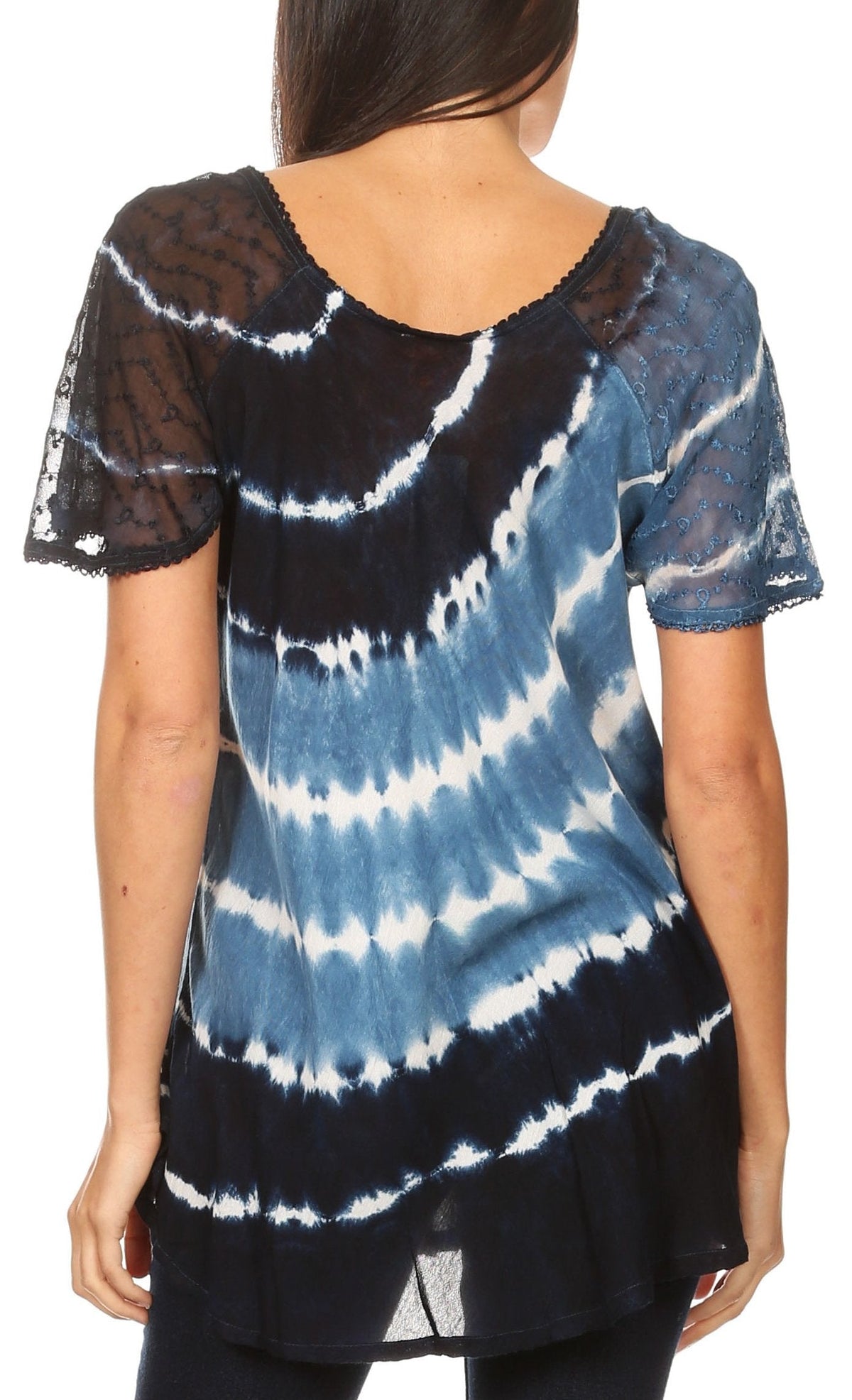 Aline Lace-Sleeve Scoop Neck Top