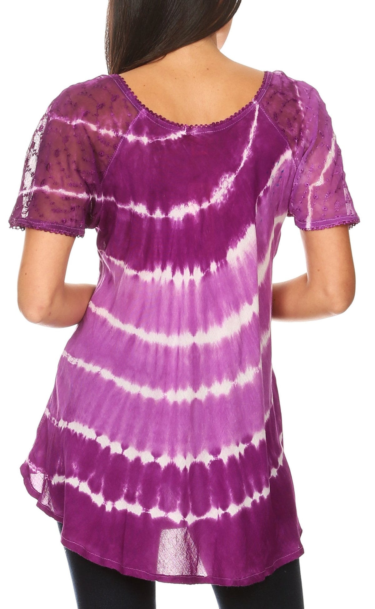 Aline Lace-Sleeve Scoop Neck Top