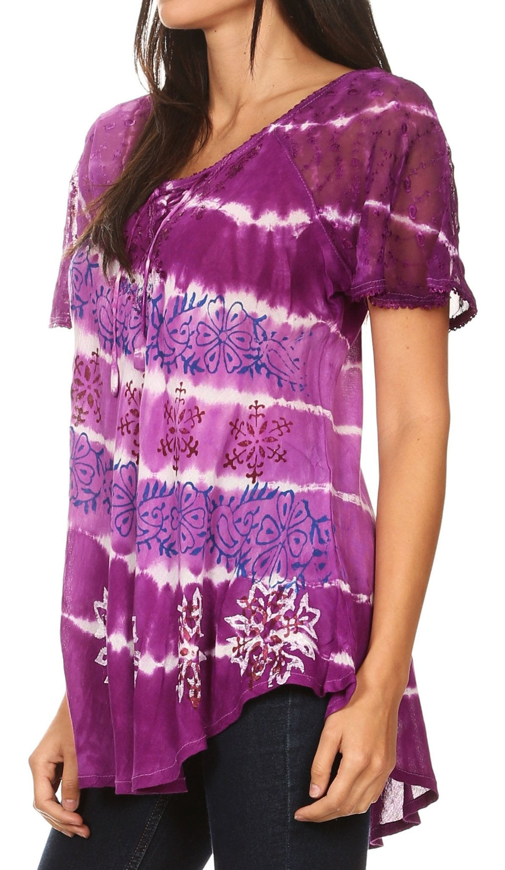 Aline Lace-Sleeve Scoop Neck Top