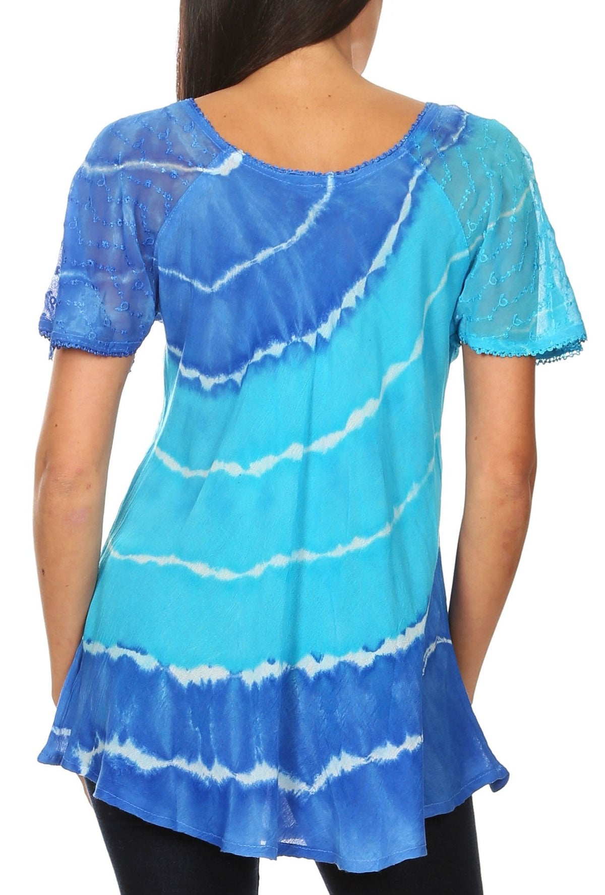 Aline Lace-Sleeve Scoop Neck Top