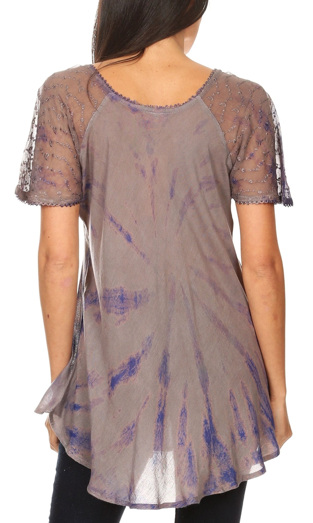 Aline Lace-Sleeve Scoop Neck Top