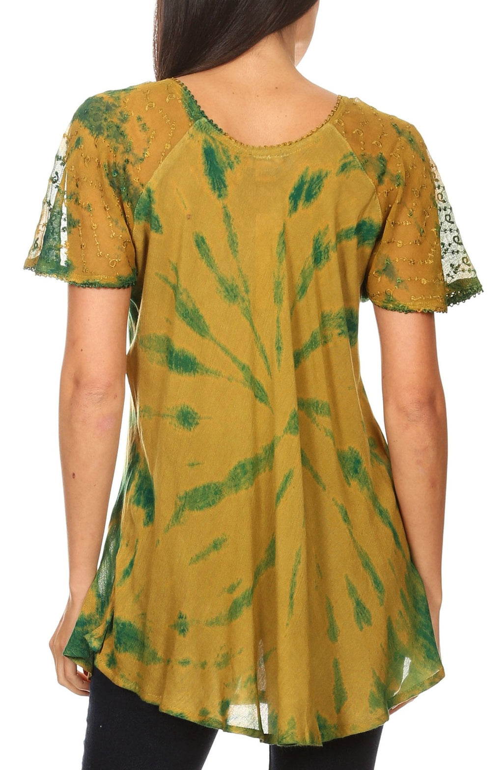 Aline Lace-Sleeve Scoop Neck Top