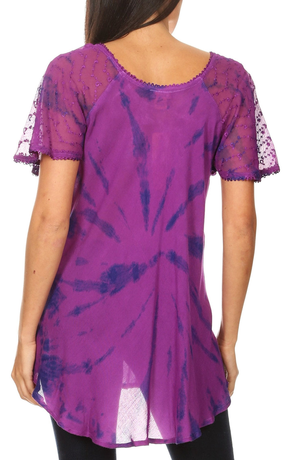 Aline Lace-Sleeve Scoop Neck Top
