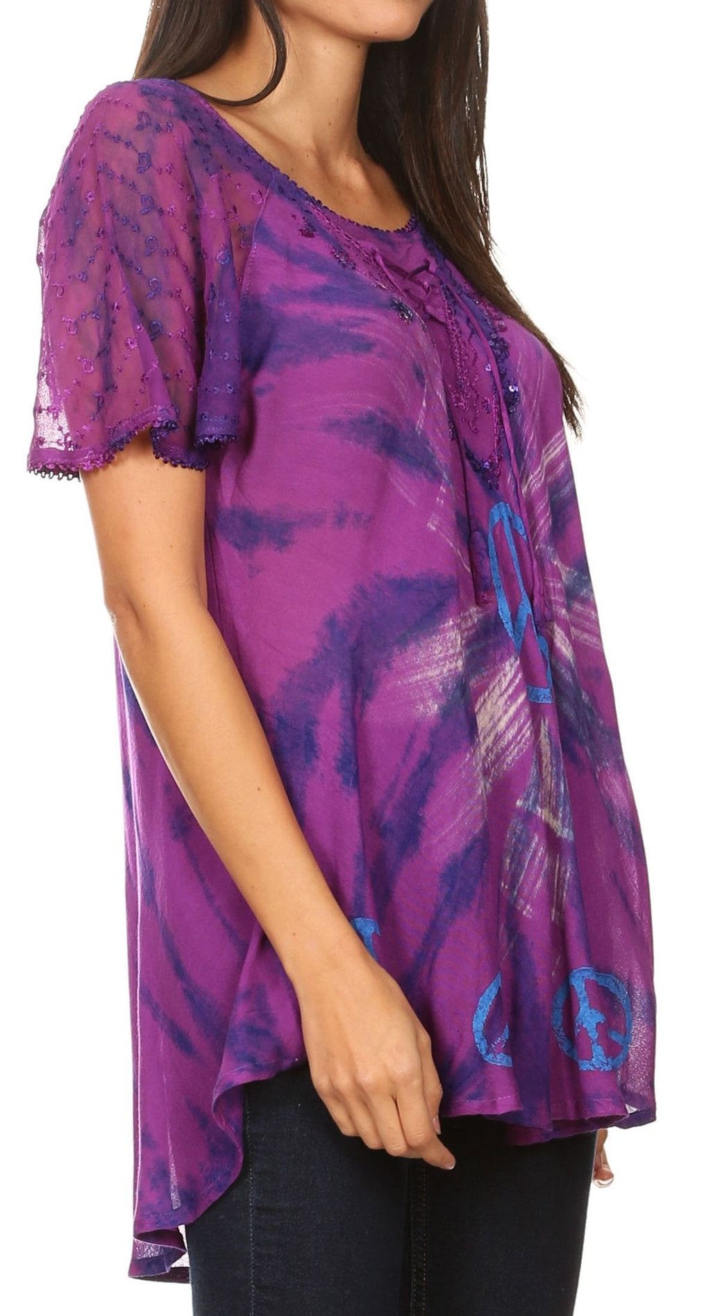Aline Lace-Sleeve Scoop Neck Top