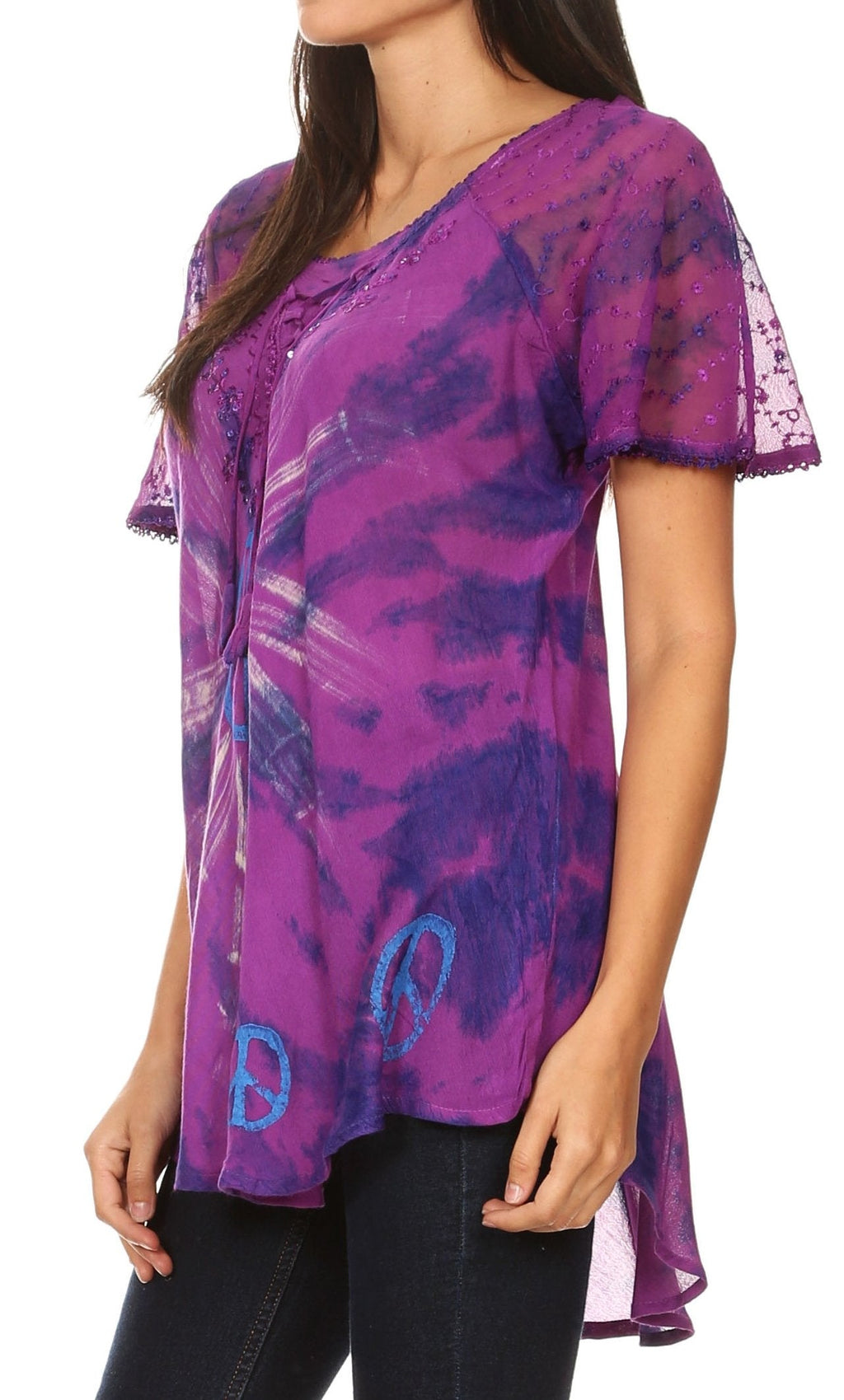 Aline Lace-Sleeve Scoop Neck Top