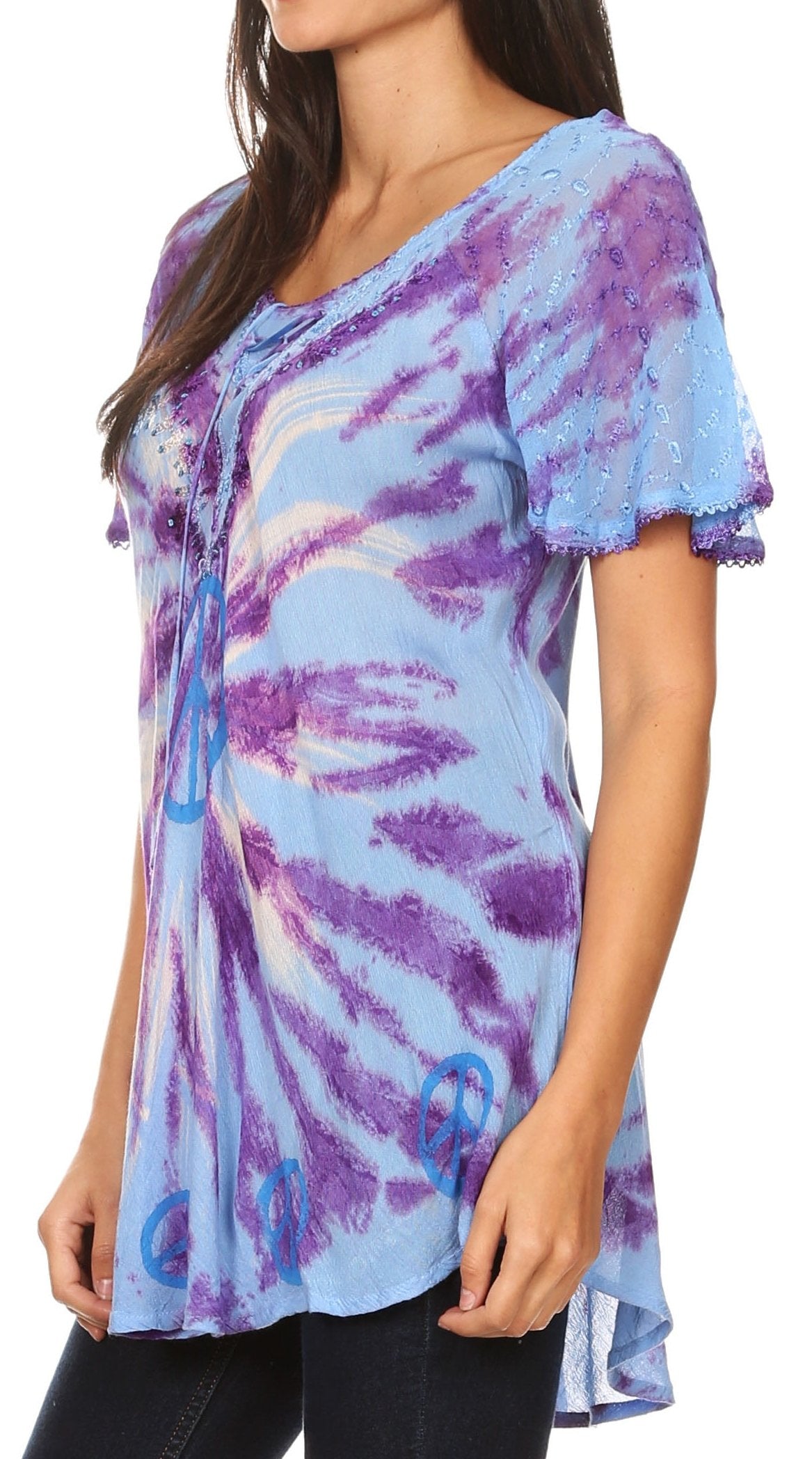 Aline Lace-Sleeve Scoop Neck Top