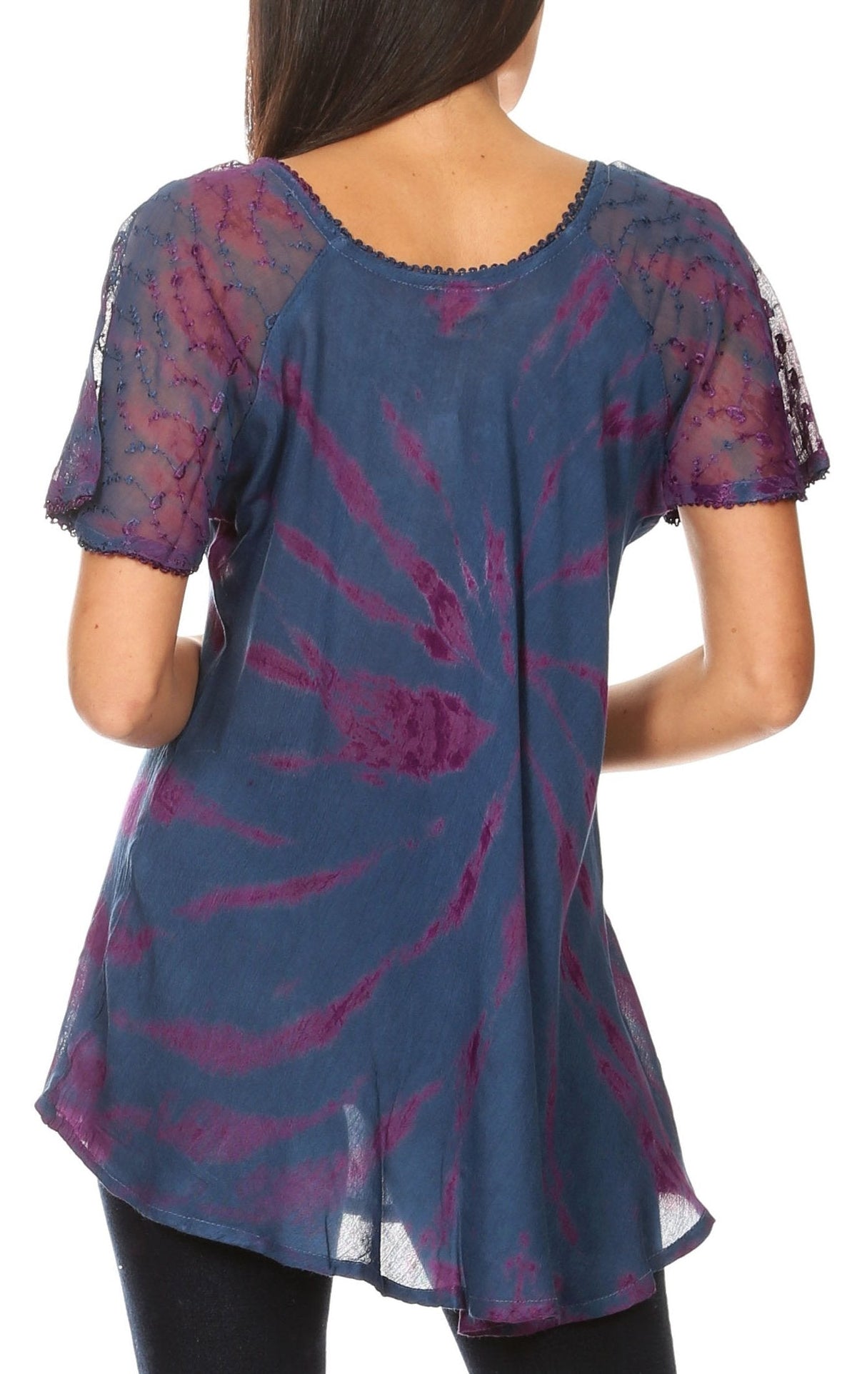 Aline Lace-Sleeve Scoop Neck Top