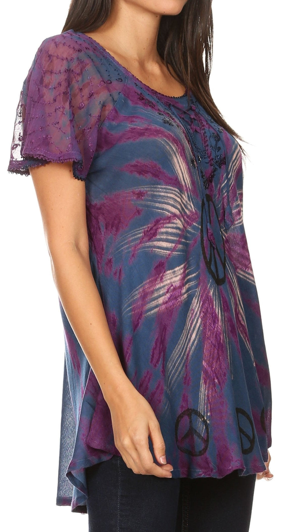 Aline Lace-Sleeve Scoop Neck Top