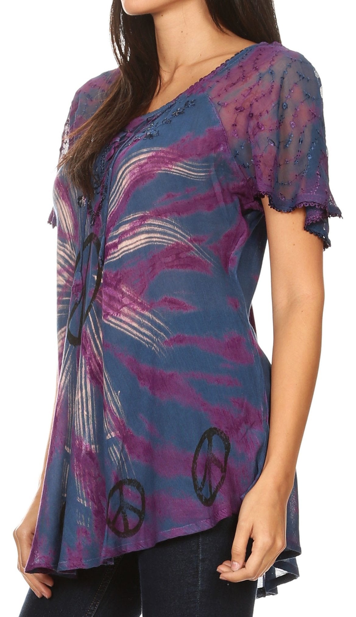 Aline Lace-Sleeve Scoop Neck Top