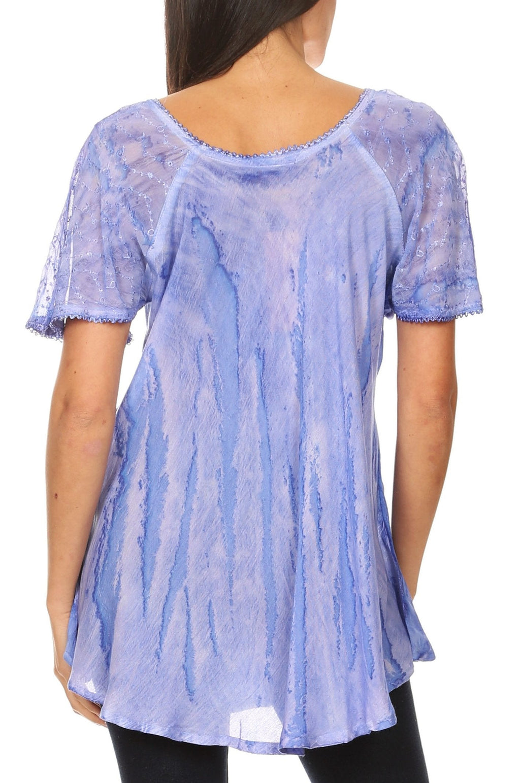 Aline Lace-Sleeve Scoop Neck Top