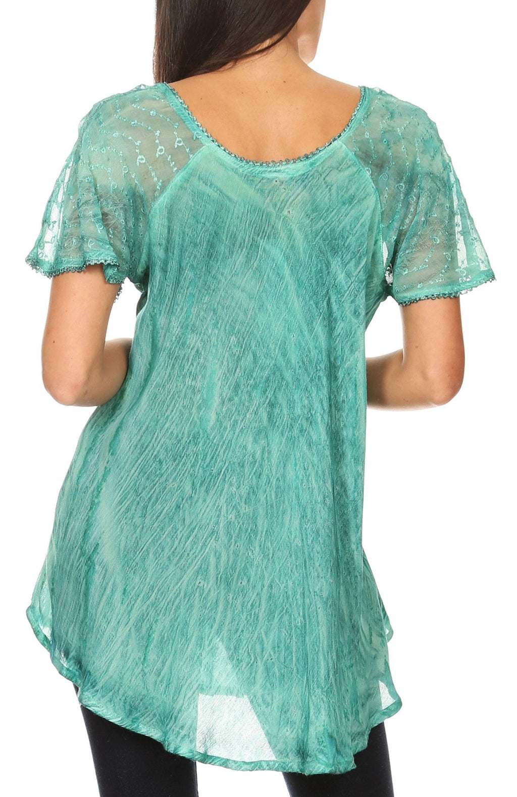 Aline Lace-Sleeve Scoop Neck Top