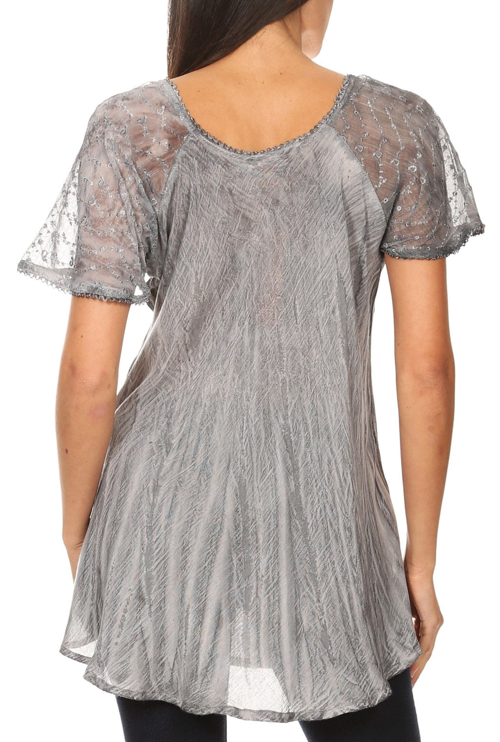 Aline Lace-Sleeve Scoop Neck Top