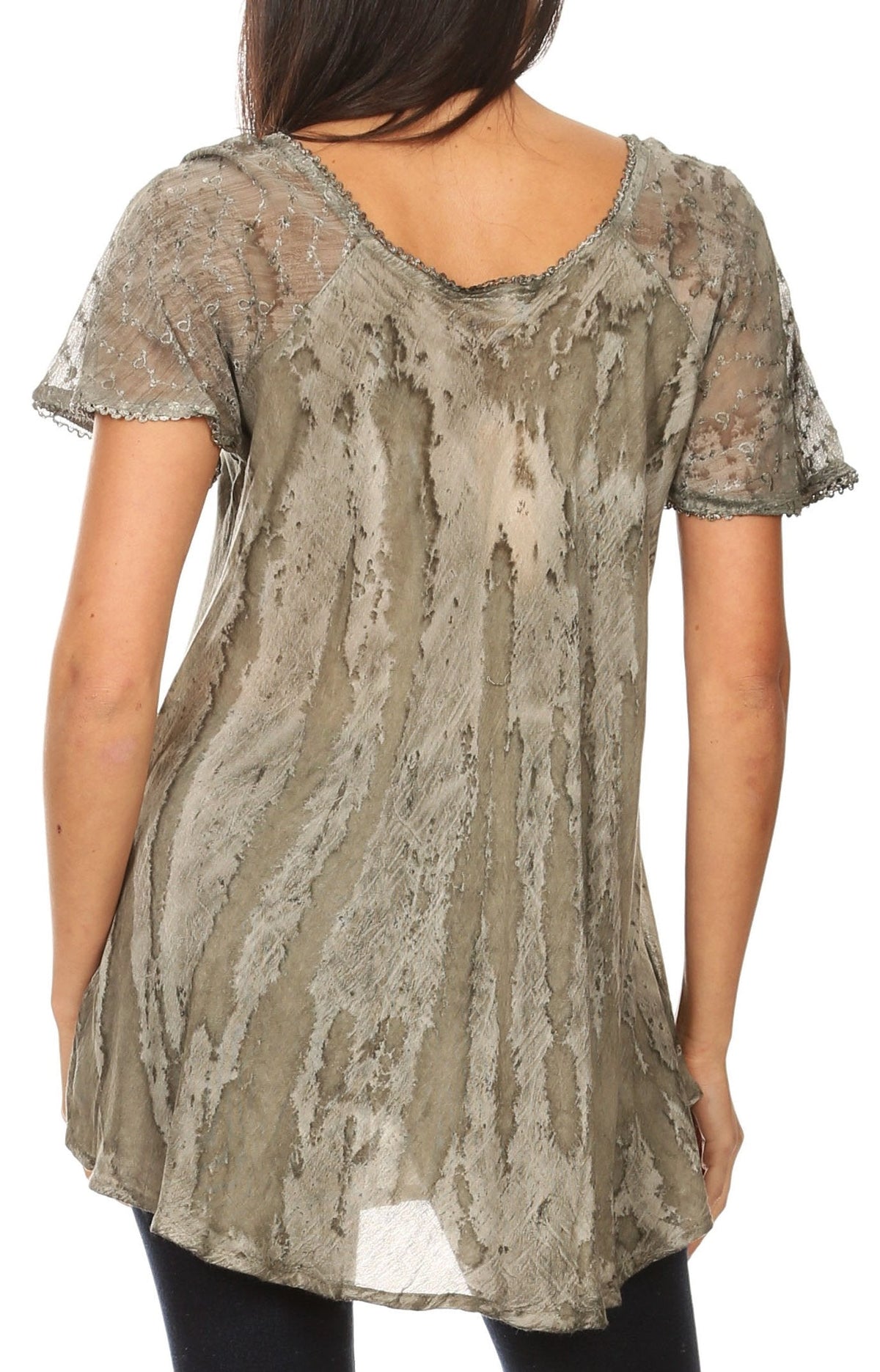 Aline Lace-Sleeve Scoop Neck Top