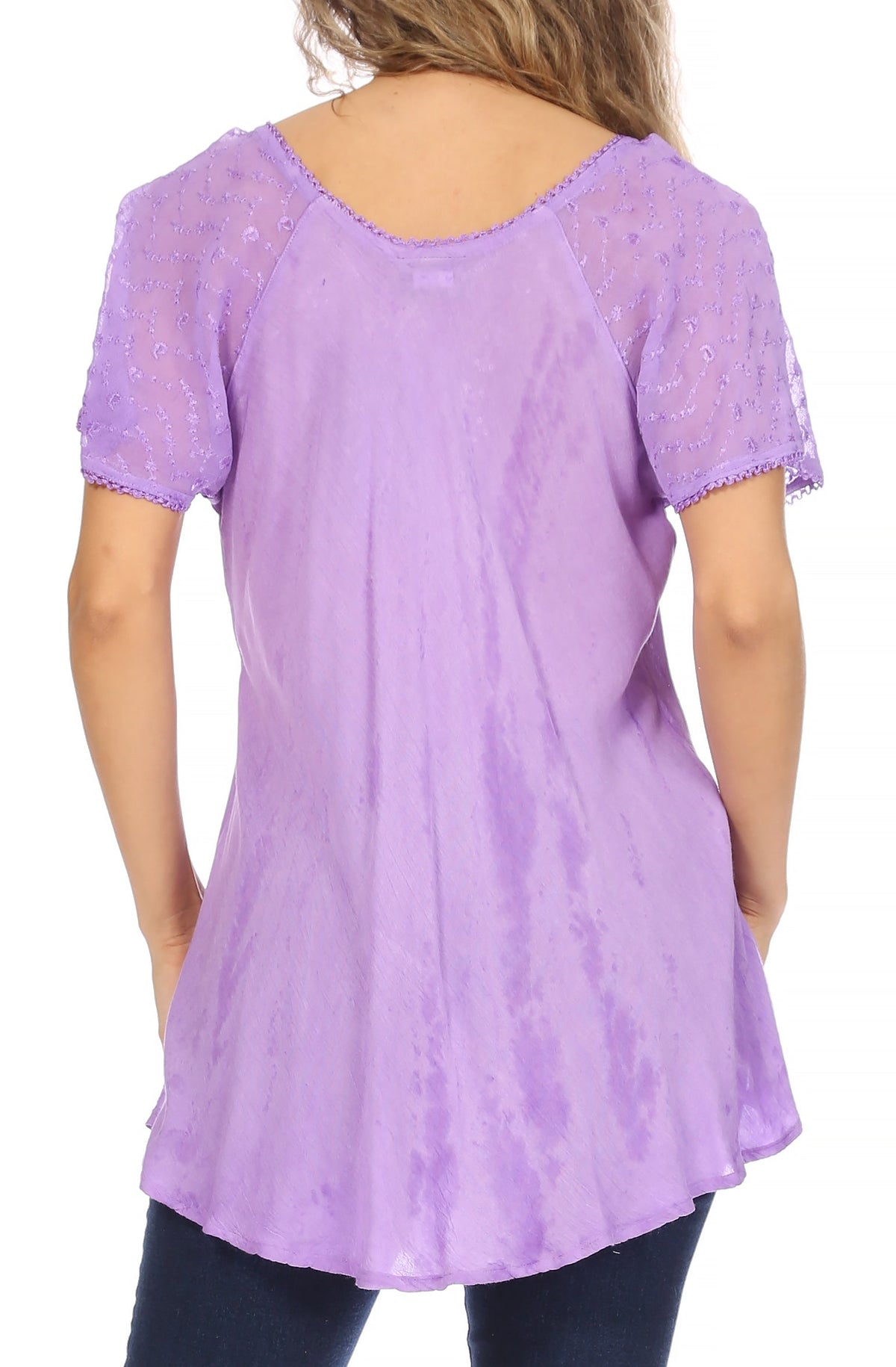 Aline Lace-Sleeve Scoop Neck Top