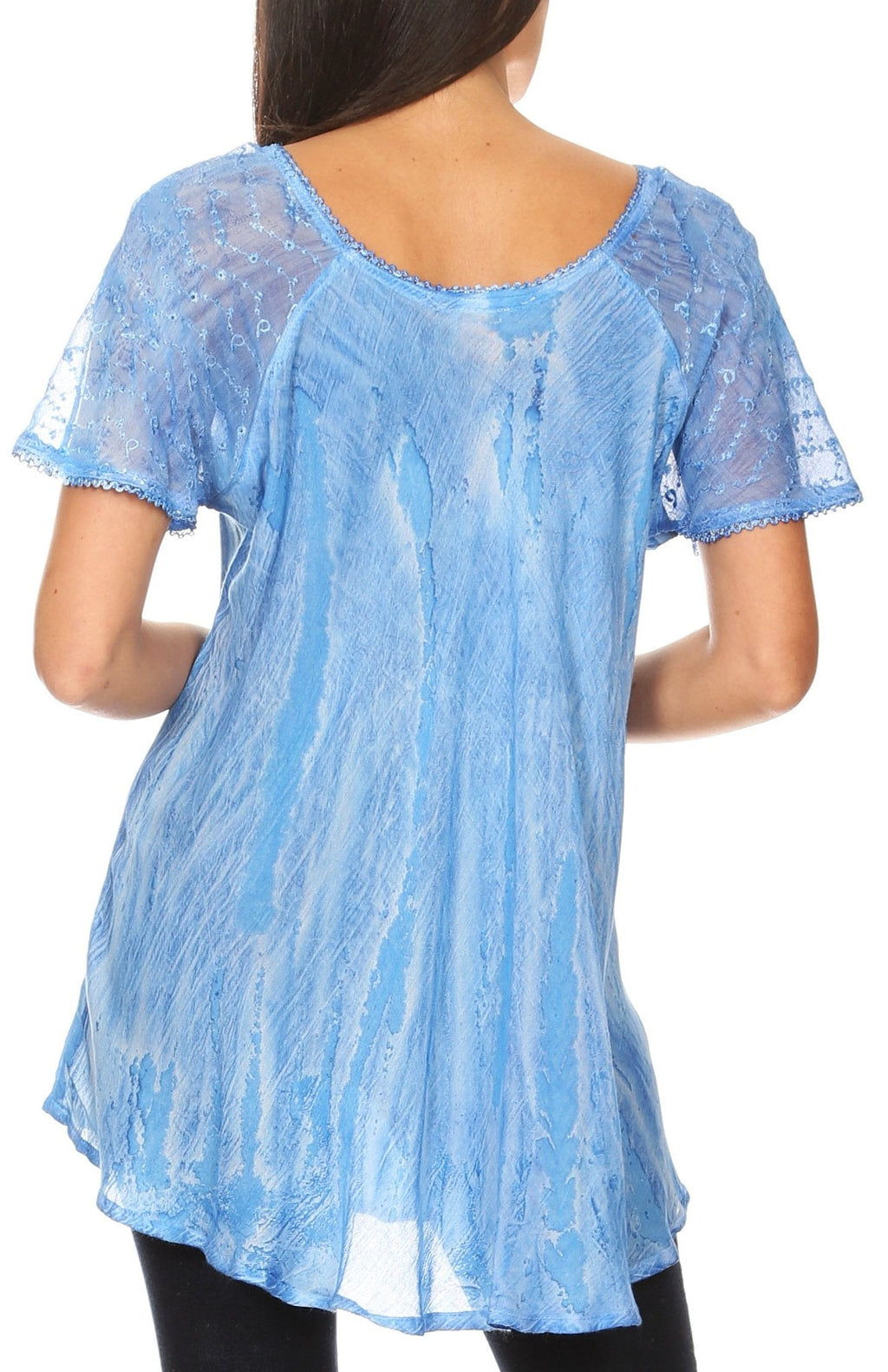 Aline Lace-Sleeve Scoop Neck Top