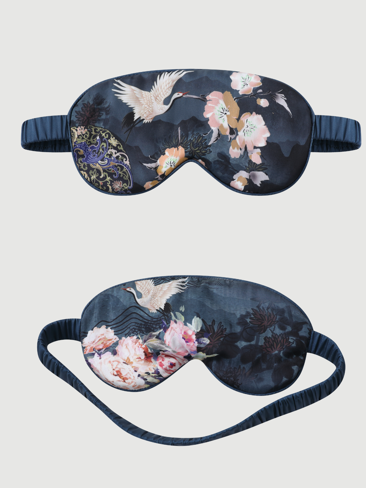 Crane & Blossom Print Short Kimono Robe