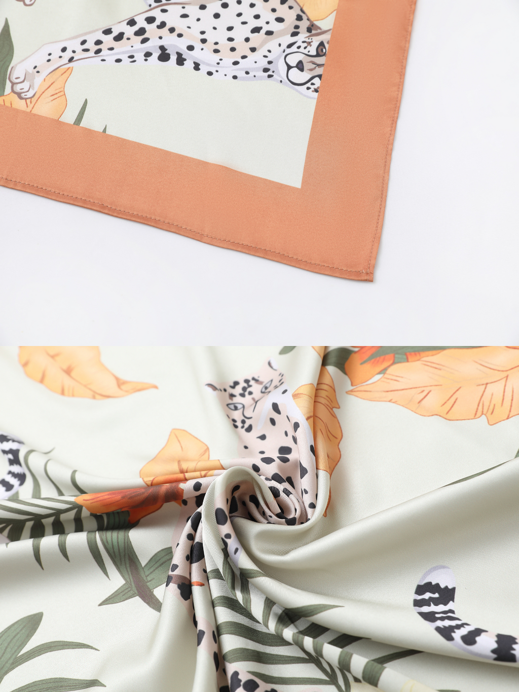 Leopard Print Short Kimono Robe – Orange