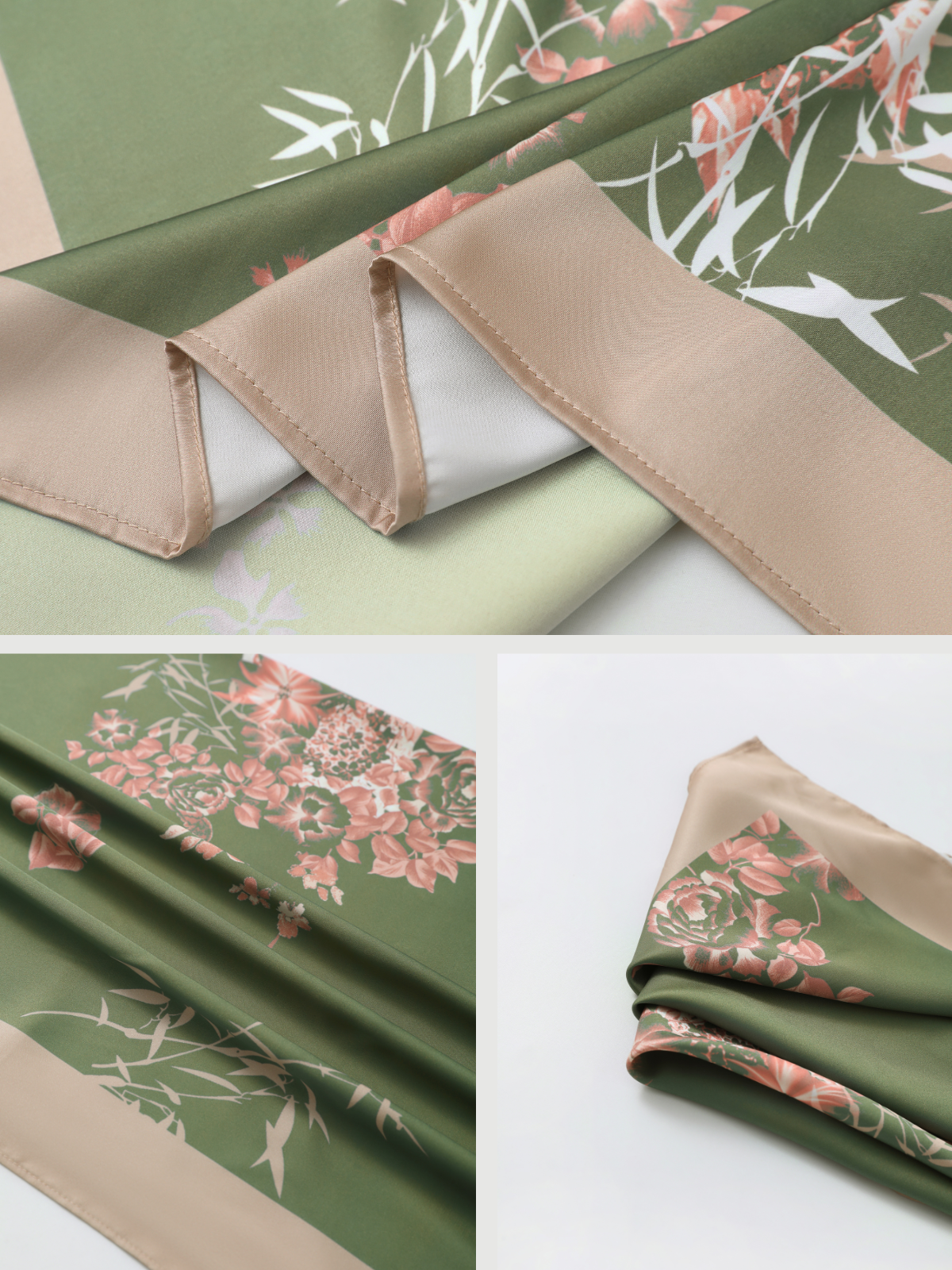Bamboo Print Short Kimono Robe – Olive