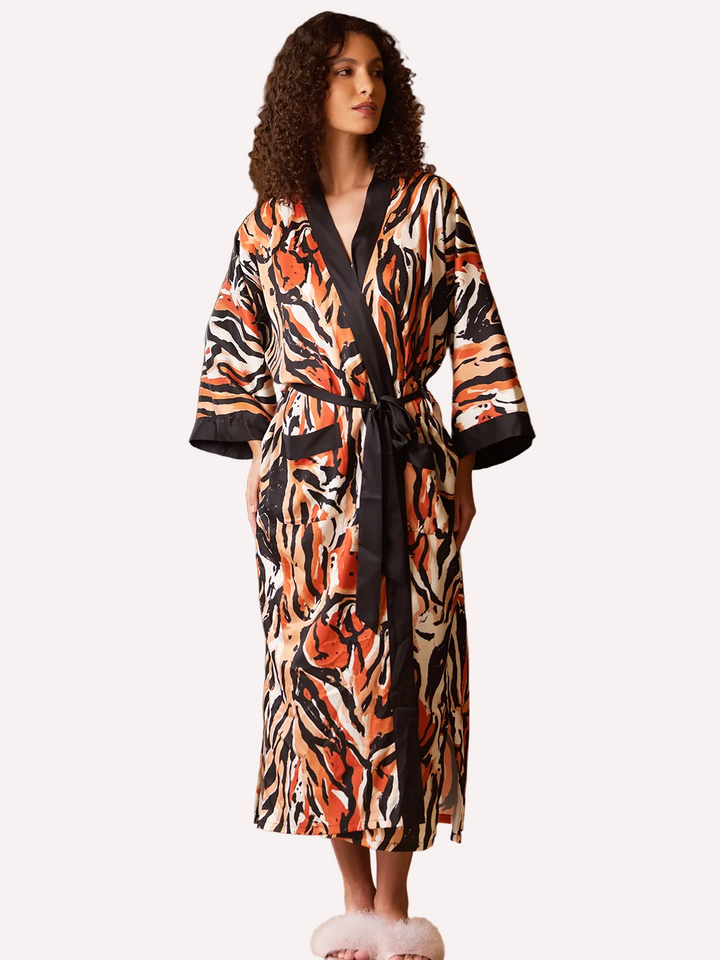 Abstract Zebra Print Kimono Robe