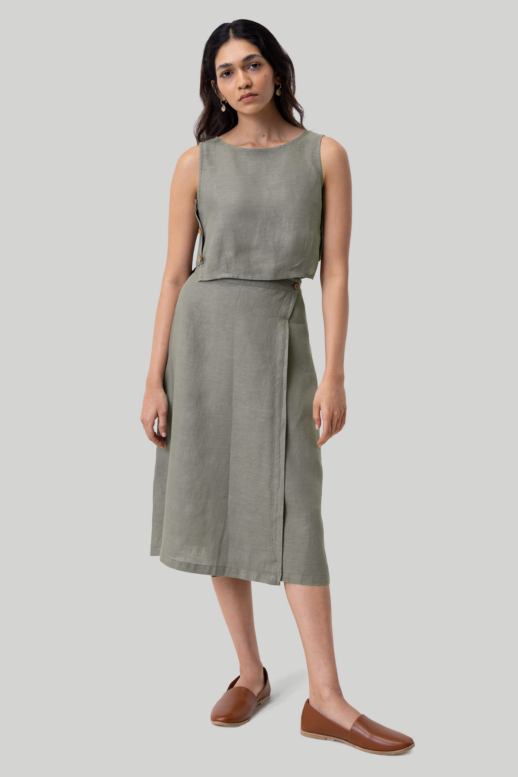 Hemp Boxy Crop Top – Dark Green