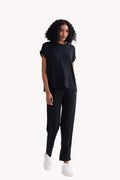 Relaxed Modal Tee & Wide-Leg Pants Set – Black