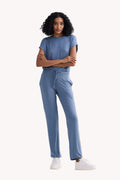 Relaxed Modal Tee & Wide-Leg Pants Set – Blue