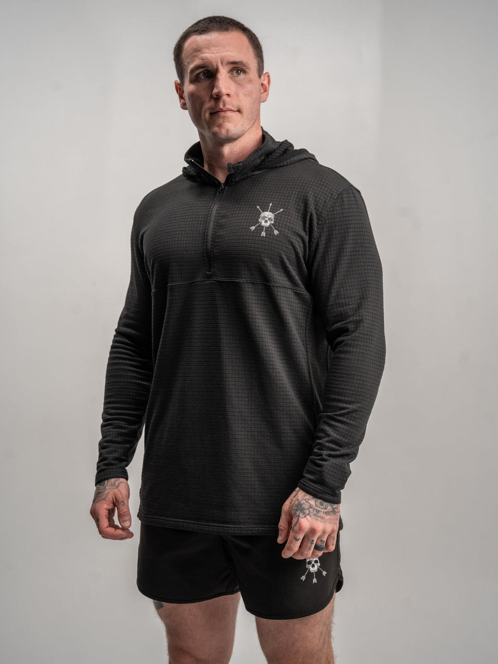 Waffle-Knit Quarter-Zip Hoodie