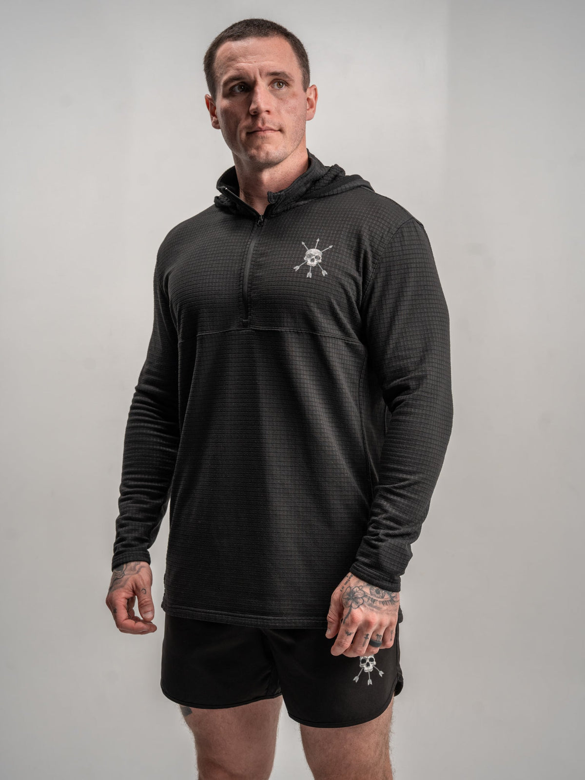 Waffle-Knit Quarter-Zip Hoodie