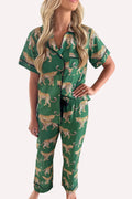 Cheetah Print Shirt & Pants Pajama Set – Green