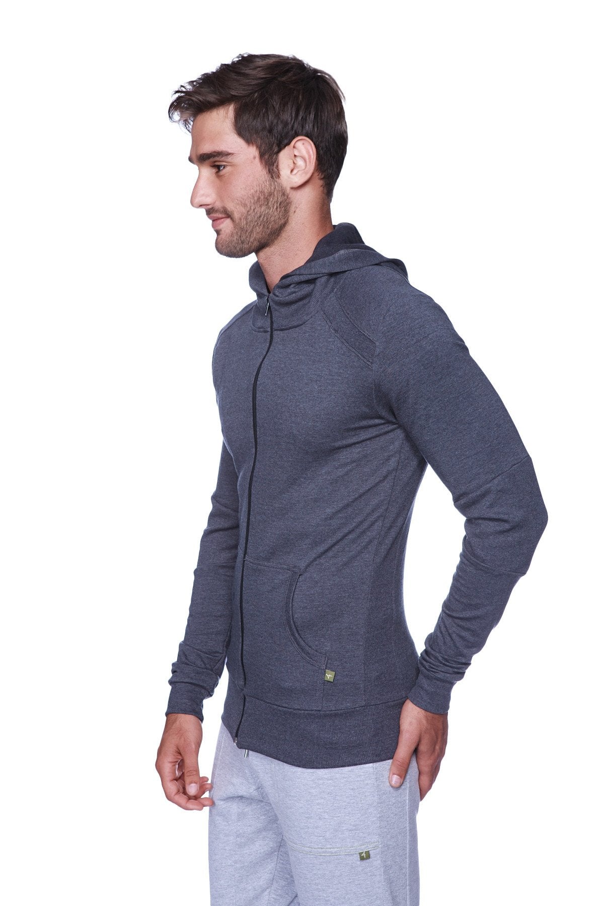 Form-Fit Crossover Zip Yoga Hoodie – Charcoal