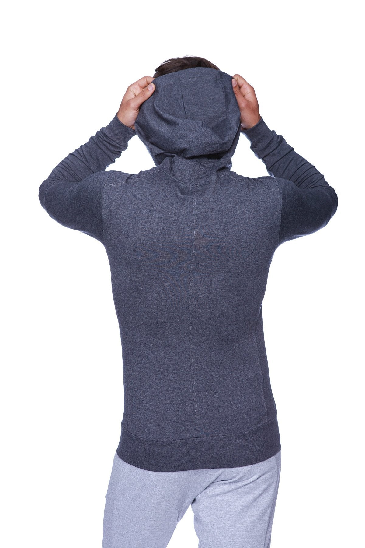 Form-Fit Crossover Zip Yoga Hoodie – Charcoal