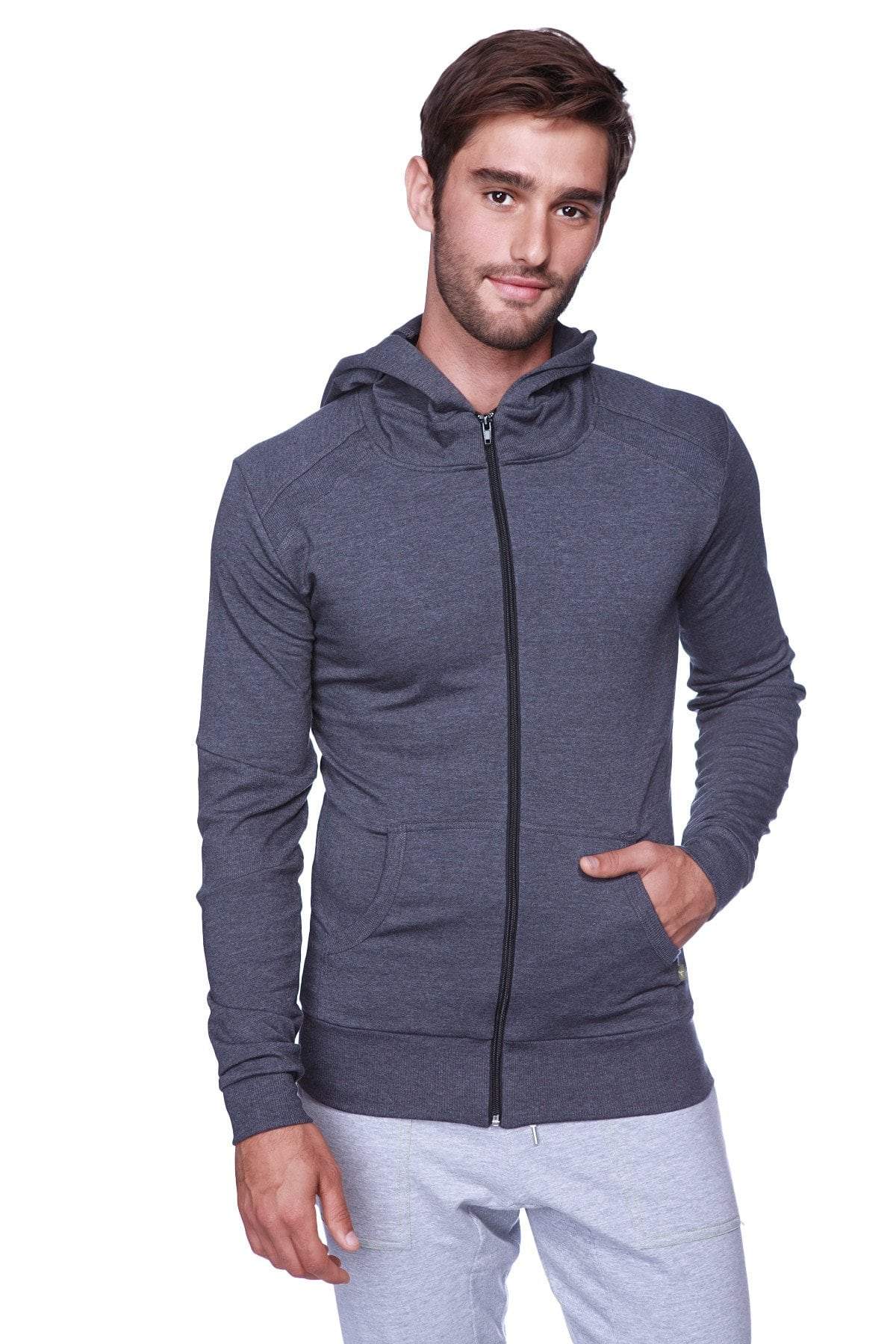 Form-Fit Crossover Zip Yoga Hoodie – Charcoal