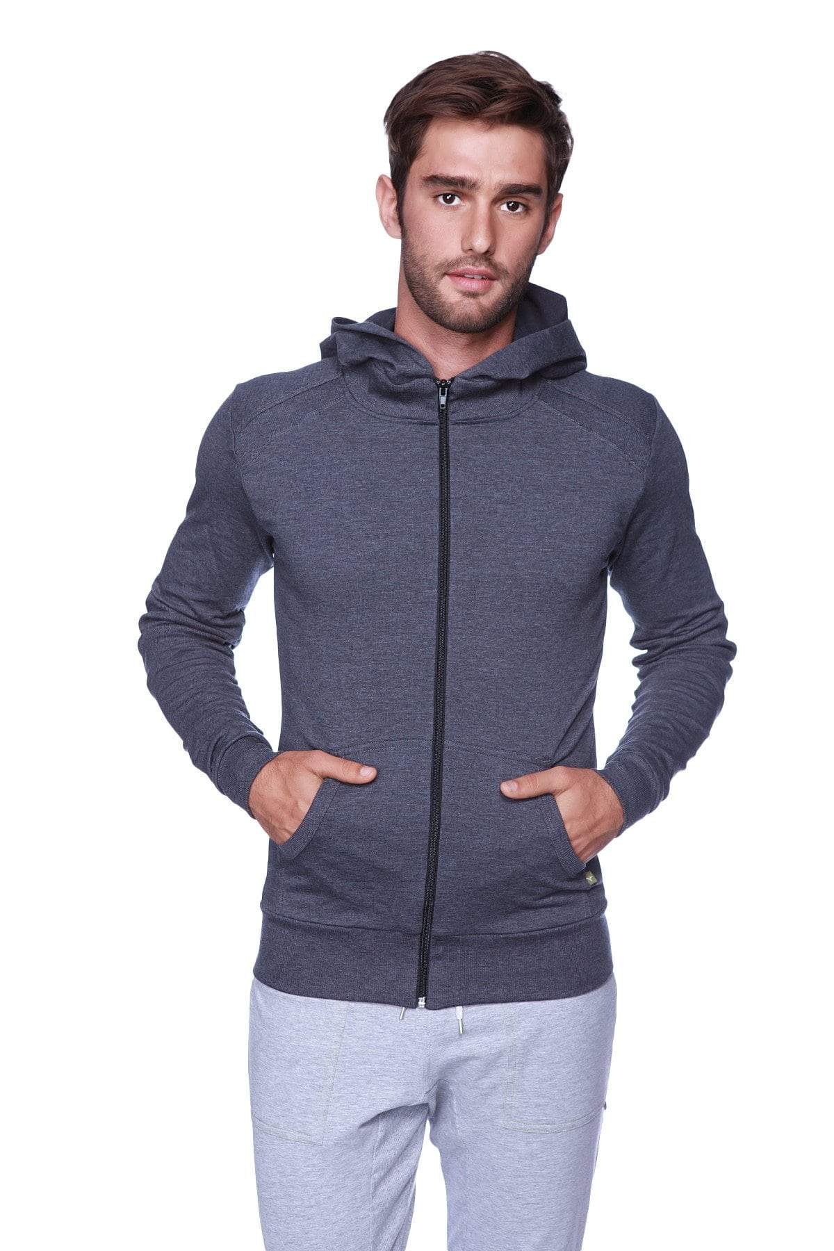 Form-Fit Crossover Zip Yoga Hoodie – Charcoal