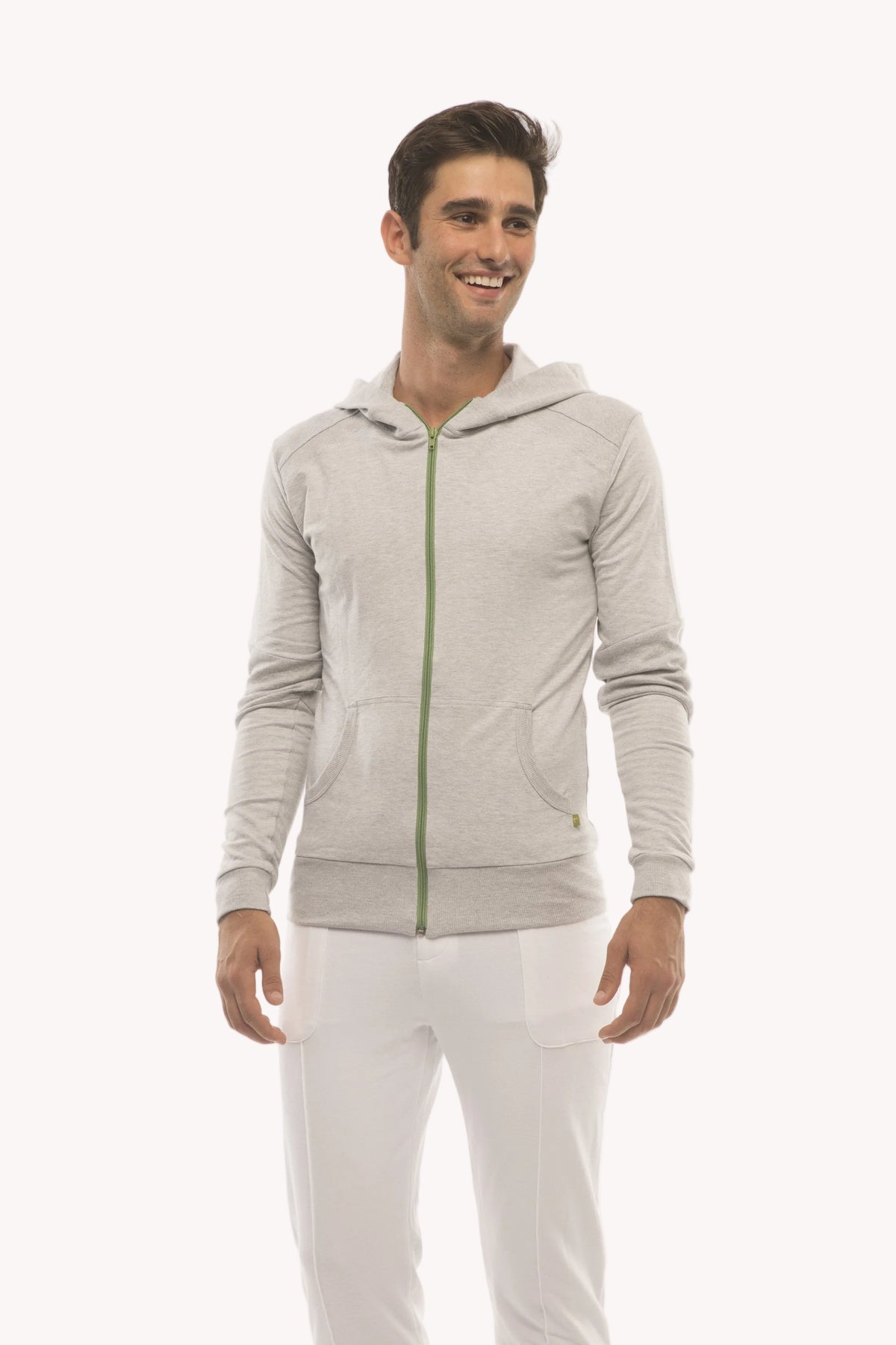 Form-Fit Crossover Zip Yoga Hoodie – Heather Gray