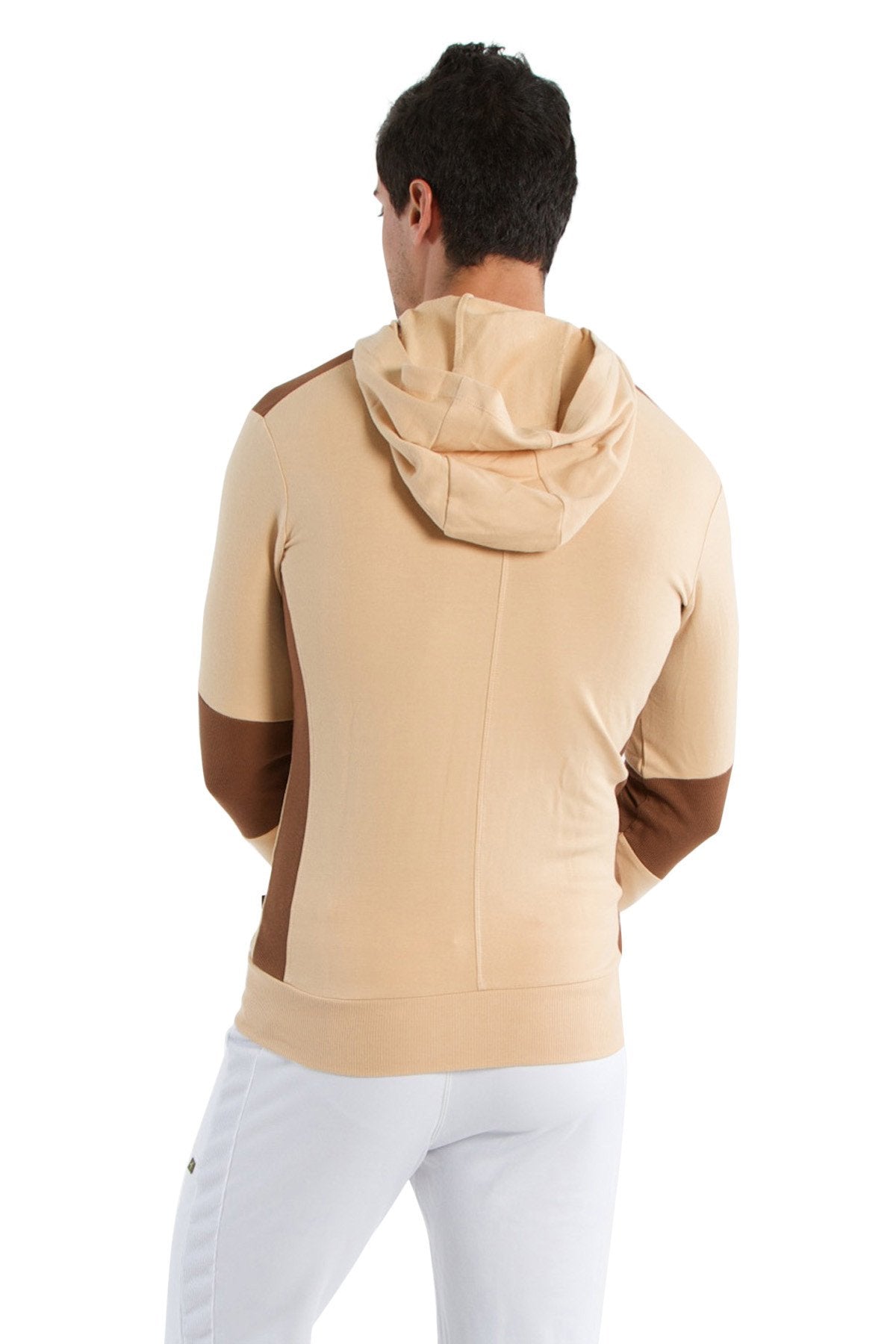 Form-Fit Crossover Zip Yoga Hoodie – Sand/Chocolate