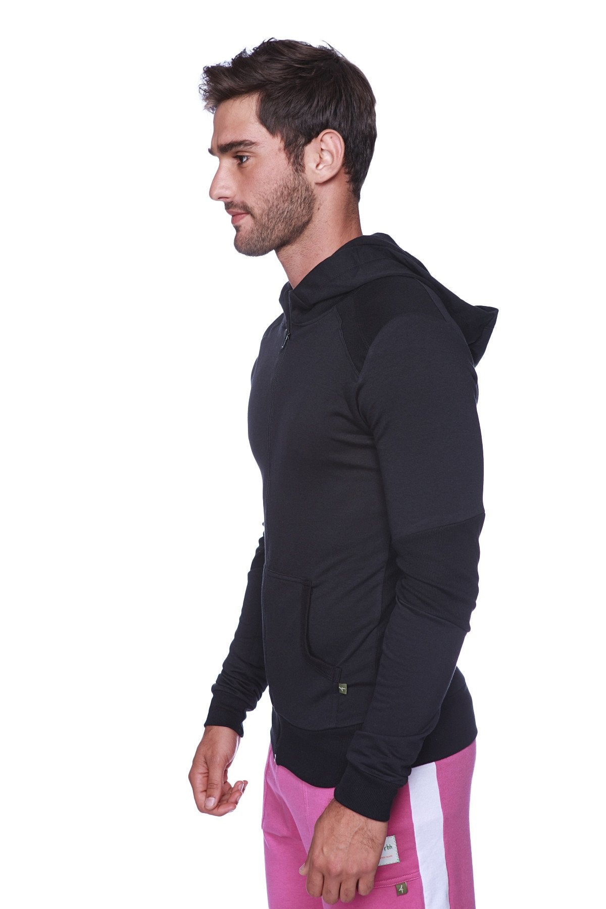 Form-Fit Crossover Zip Yoga Hoodie – Black